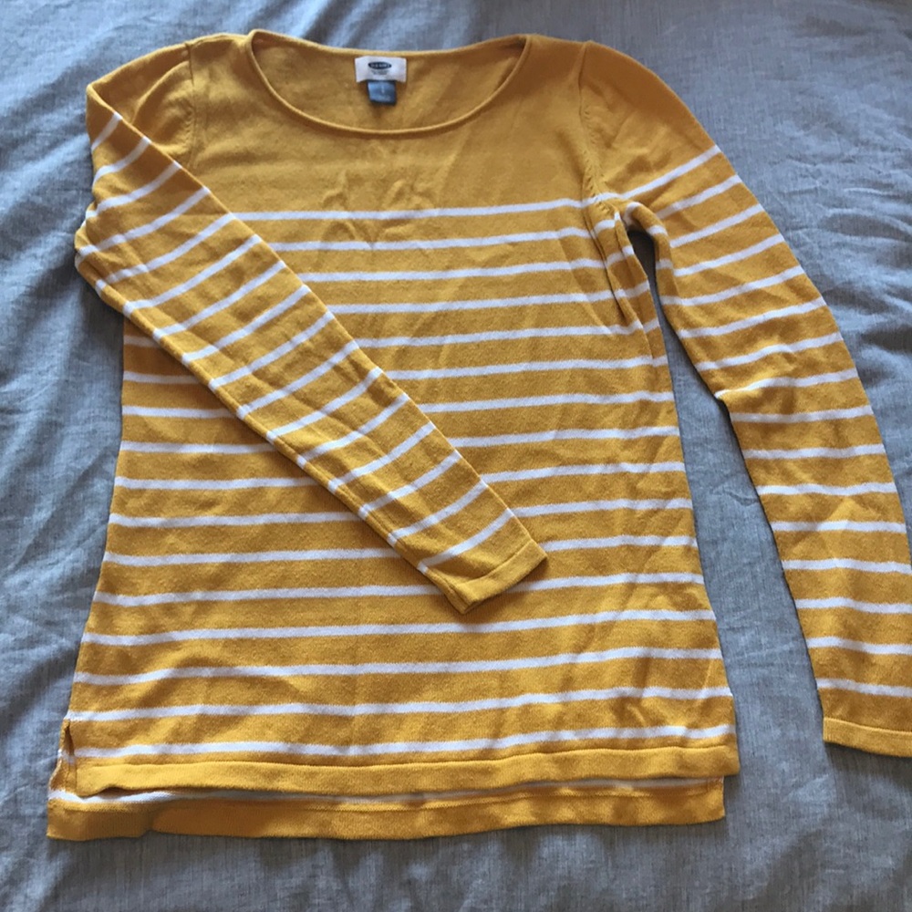 Yellow and striped sweater